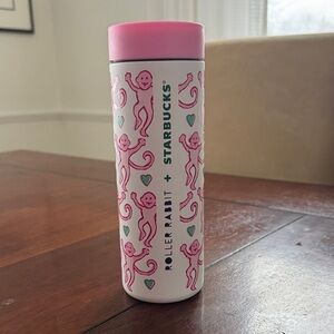 Starbucks Roller Rabbit Pink and White Tumbler